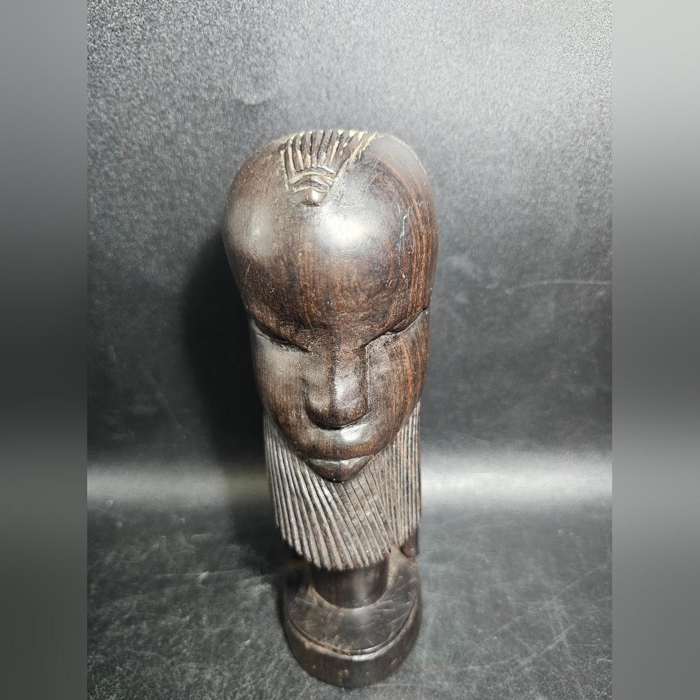 African Hand-Carved Lignum Vitae tribal Wooden Sculpture Of A Maasai‎ Warrior